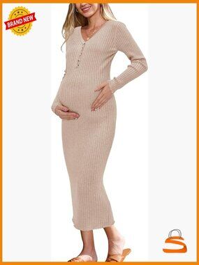 Wool Blend Maternity Bodycon Dress for Baby Shower Photoshoot